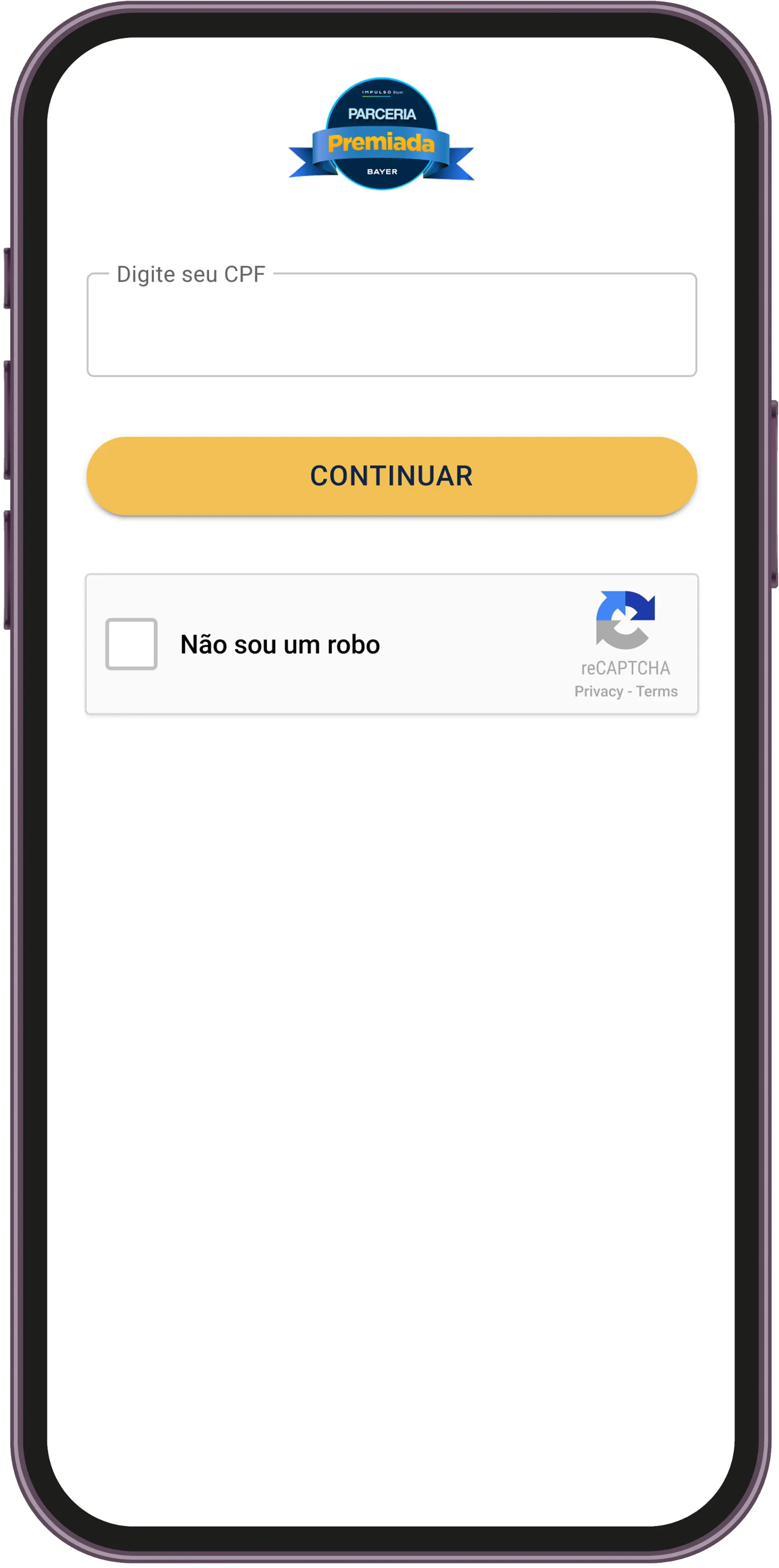 Celular com o aplicativo