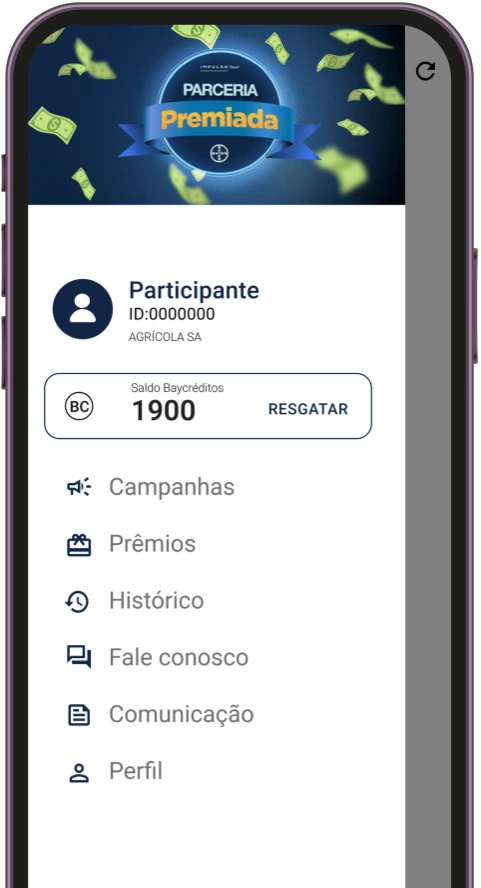 Demonstração do aplicativo do programa em um celular